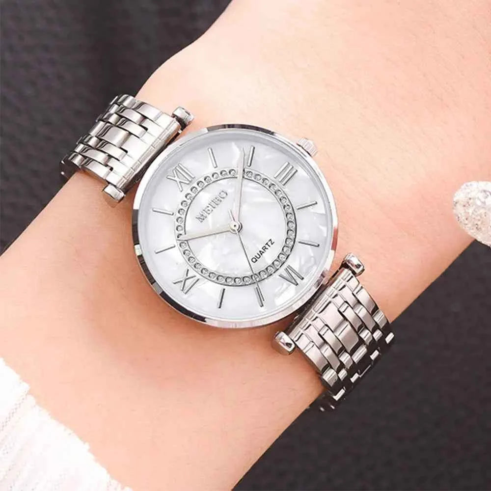 Elegant Diamond Bracelet Watch - Quartz Movement for Women