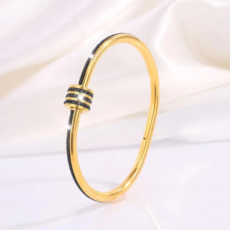 Elegant Stackable Bangles - Sparkling Zirconia Stainless Steel Set