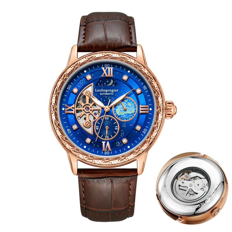Premium Men's Skeleton Automatic Watch - Stylish & Versatile