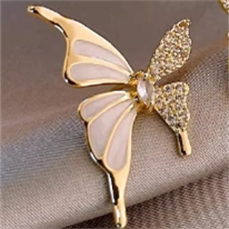 Elegant Zircon Butterfly Stud Earrings - Gold Fashion Jewelry