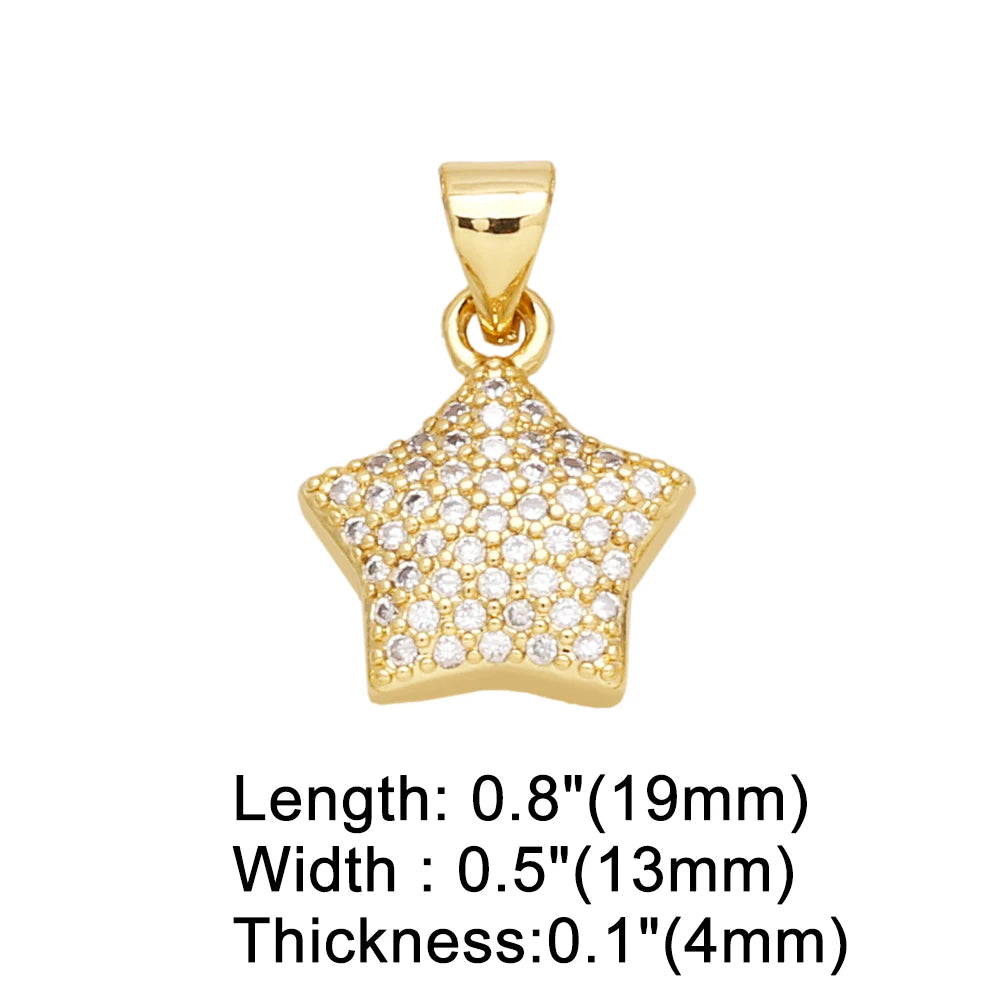 Elegant Crystal Star Charms - Gold Plated DIY Jewelry Supplies