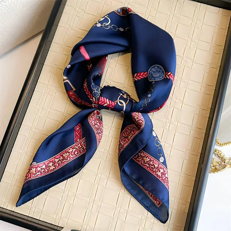 Luxury Silk Scarf - 70x70cm Square Shawl & Headband
