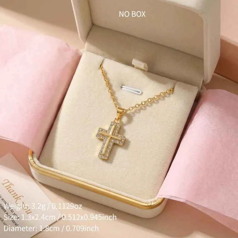 Elegant Cross Necklace - Luxury Collarbone Chain for Women