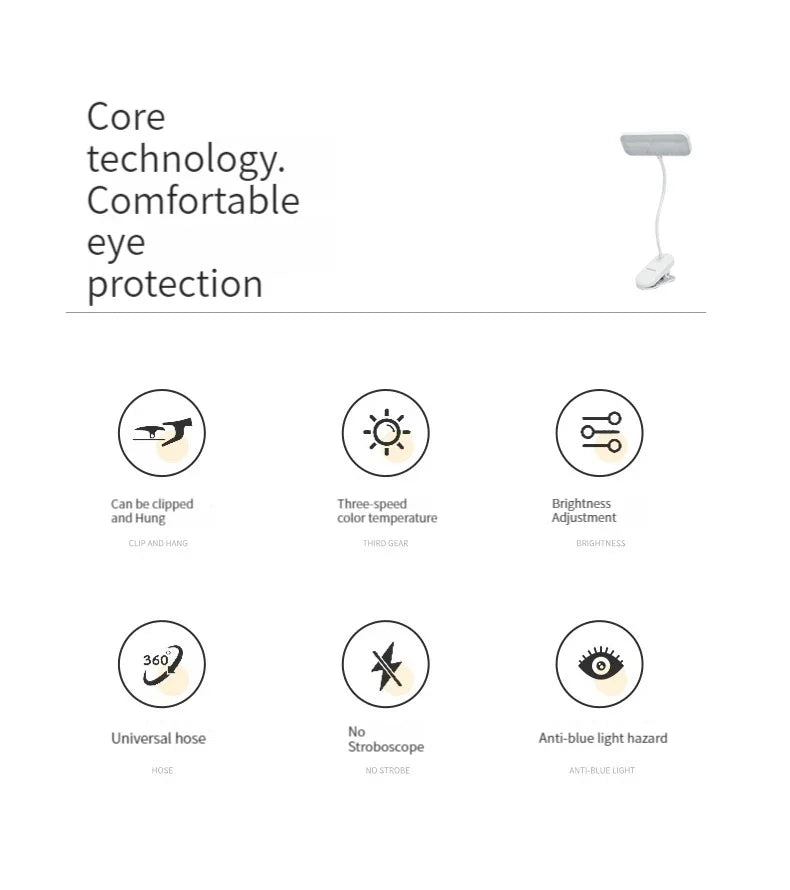 Premium LED Clip-On Desk Lamp - Eye-Care & Flexible