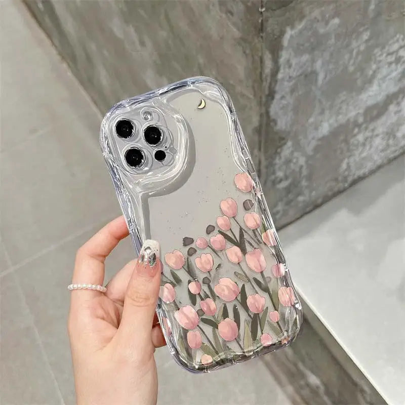 Premium Daisy iPhone Case - Soft TPU Wavy Edge Design