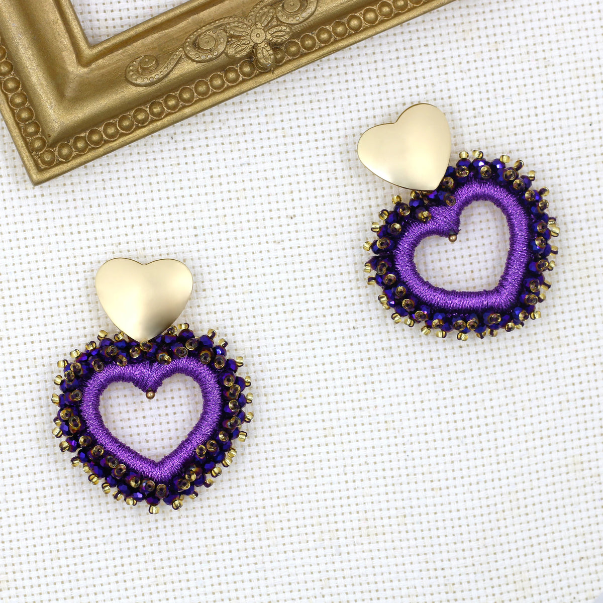Elegant Heart Shape Drop Earrings - Handmade Crystal Jewelry
