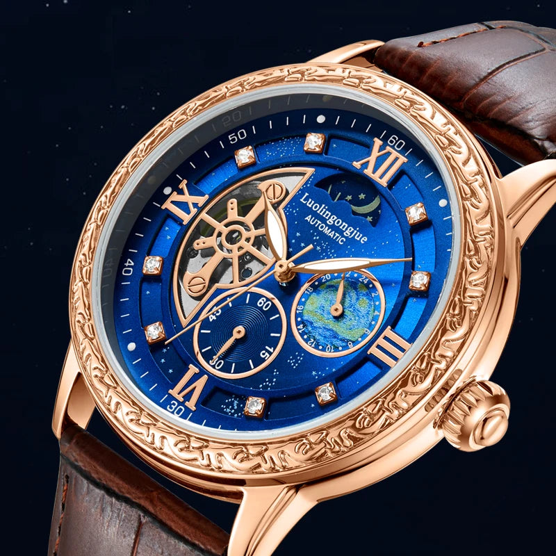 Premium Men's Skeleton Automatic Watch - Stylish & Versatile