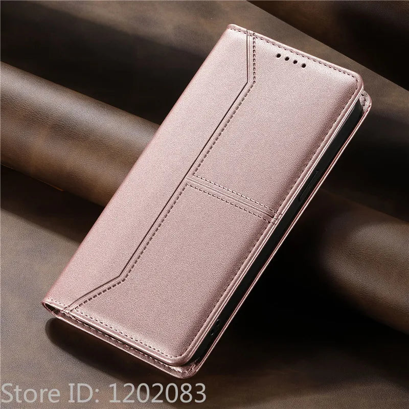 Luxury Magnetic Leather iPhone Case - Wallet Flip Cover