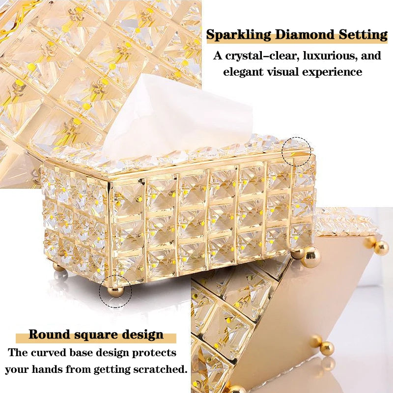 Elegant Luxury Crystal Tissue Box for Tabletop Decor