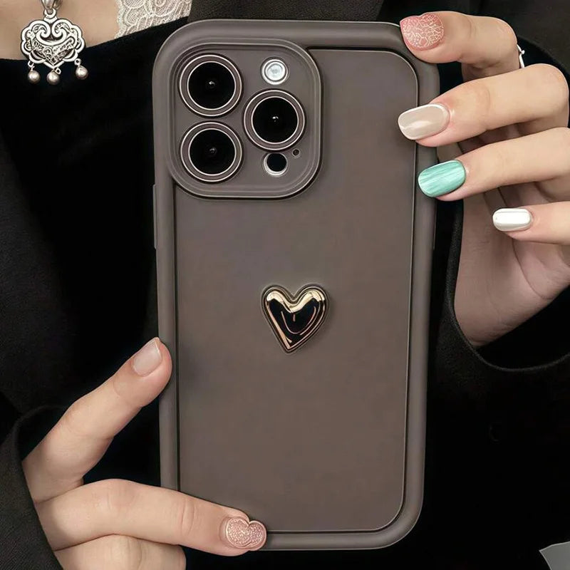 Luxury Golden Heart Phone Case - Soft Protective Cover