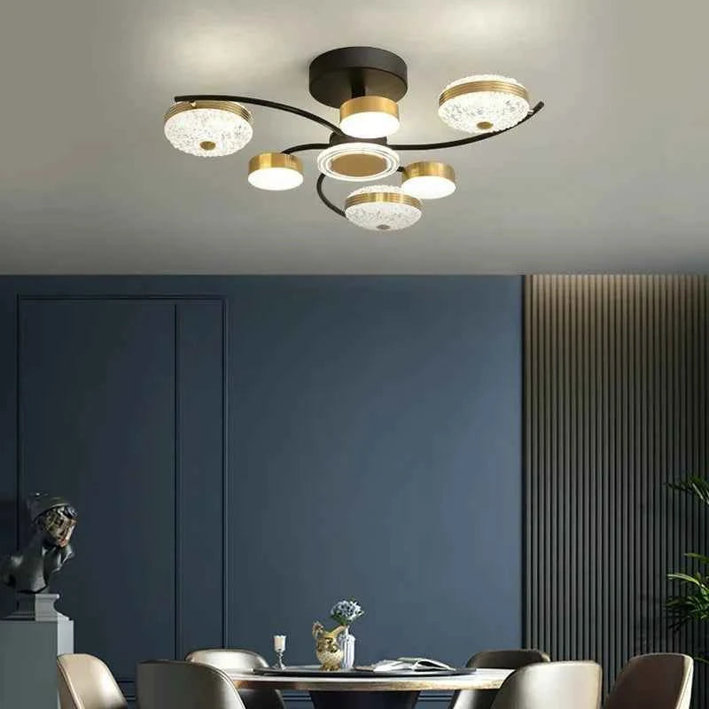 Luxury Crystal Ceiling Chandelier - Nordic Gold Living Room Light