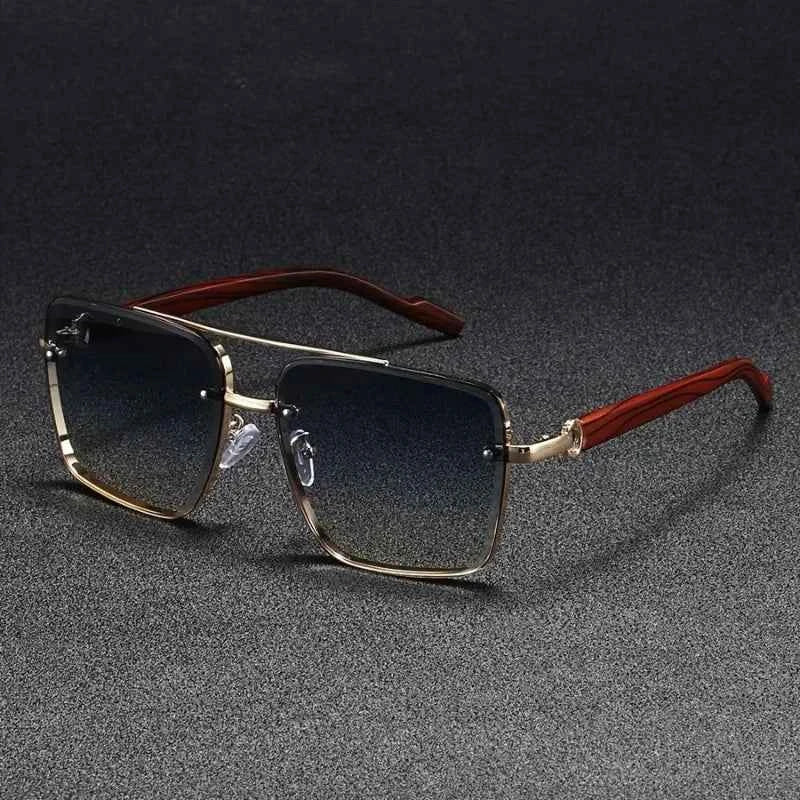 Luxury Square Wooden Sunglasses - Vintage Gradient Eyewear