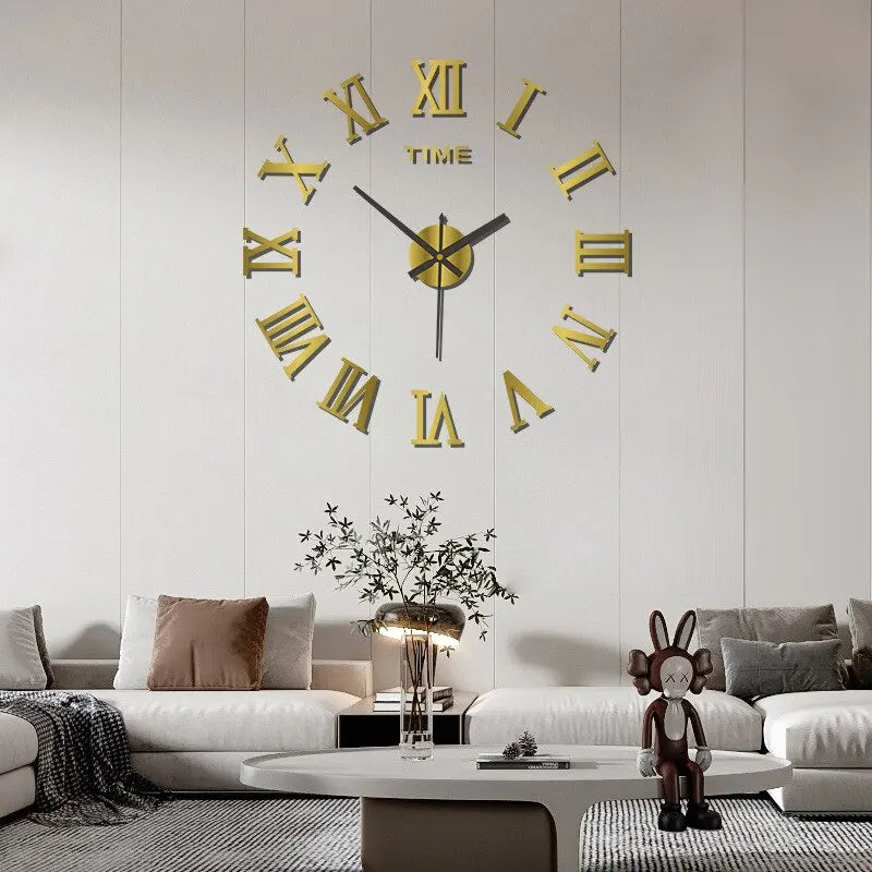 Elegant Acrylic Roman Numeral Wall Clock - DIY Mirror Design