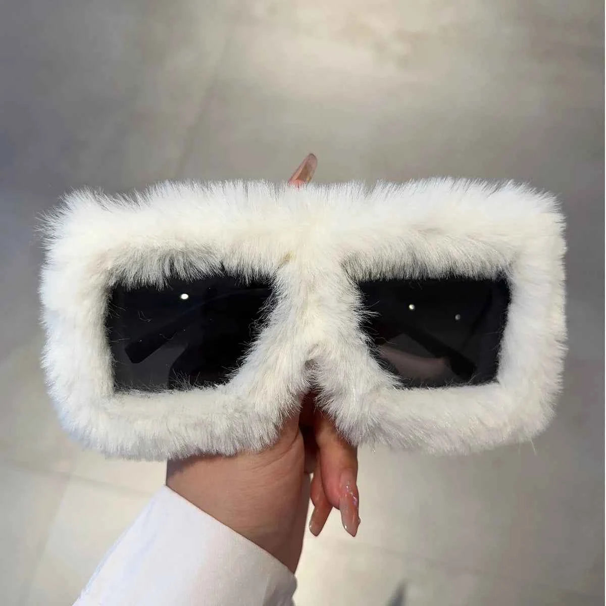 Premium Oversized Square Sunglasses - Retro Furry Frame Shades