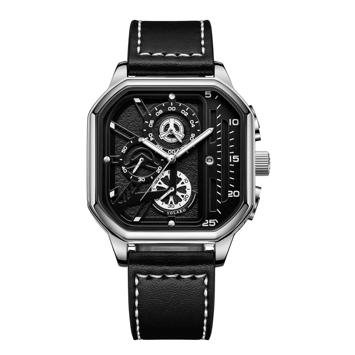 Luxury Big Dial Men Square Watch - Casual PU Leather Strap