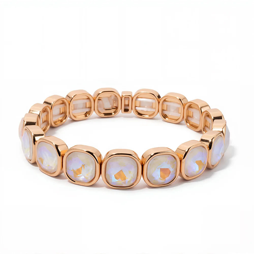 Elegant Enamel Charm Bracelet - High-End Square Alloy Bead Design