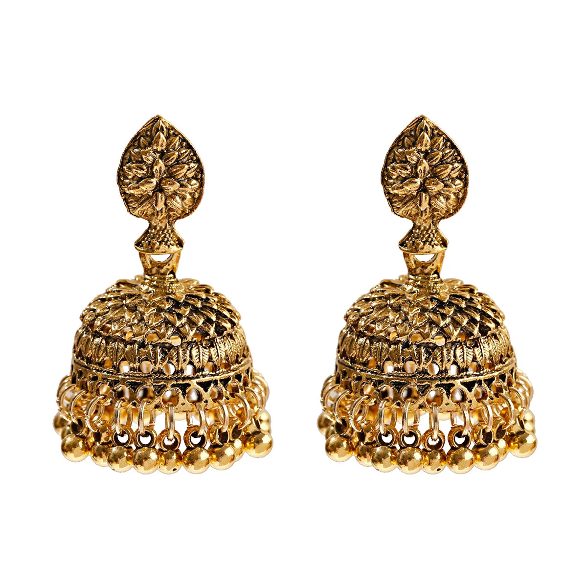 Elegant Indian Jhumka Earrings - Silver Flower Tassel Dangle Design