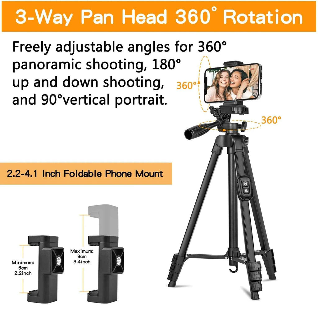 Professional 60" Camera Tripod with Remote & Travel Bag