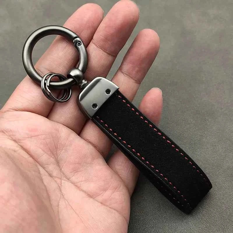 Luxury Suede Car Keychain - Premium Alloy & Leather Ring