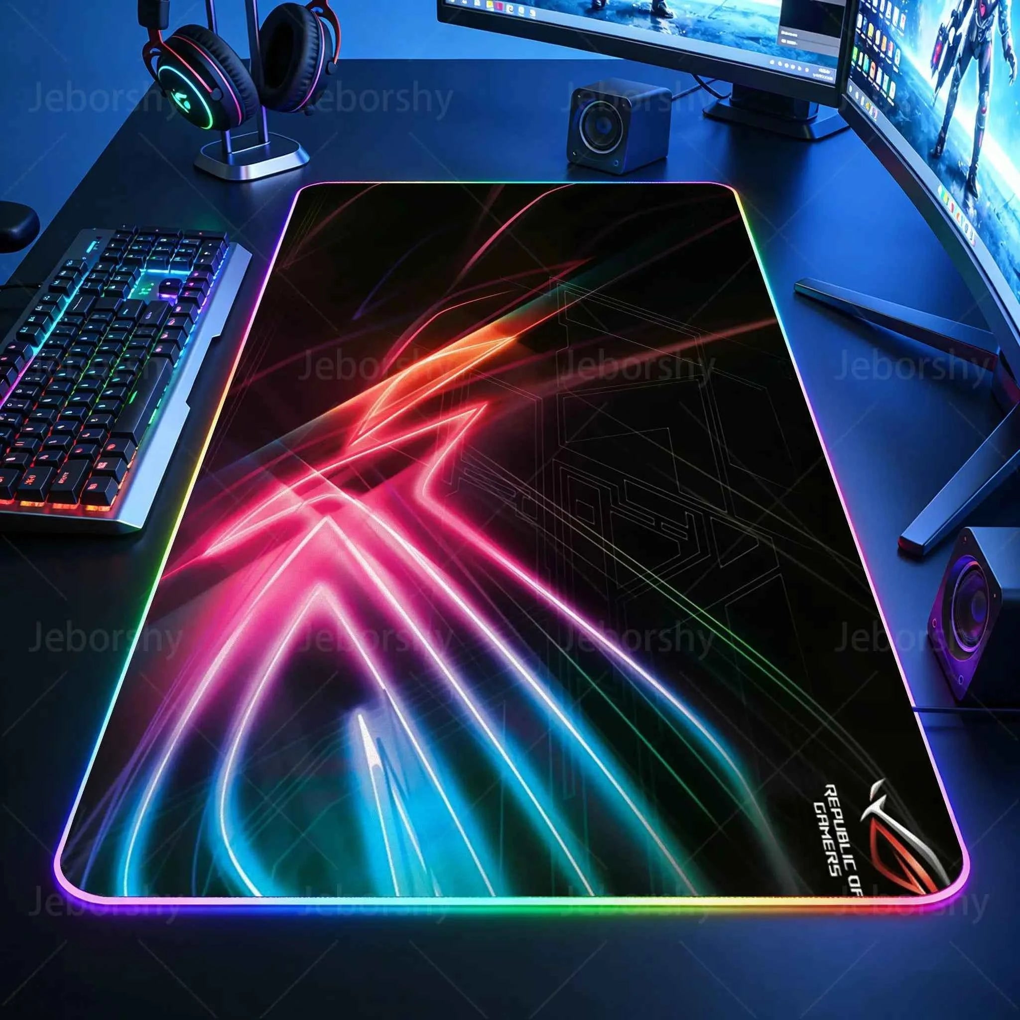 Black Mouse Pad, Gaming Mouse Pad, Anime Gaming Pad, Gaming Rug, Computer XXL Cute Mouse Pad, Large Gaming Keyboard Rug.
