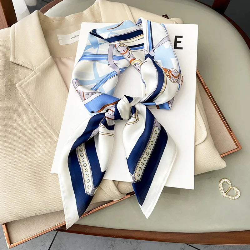 Luxury Silk Scarf - 70x70cm Square Shawl & Headband