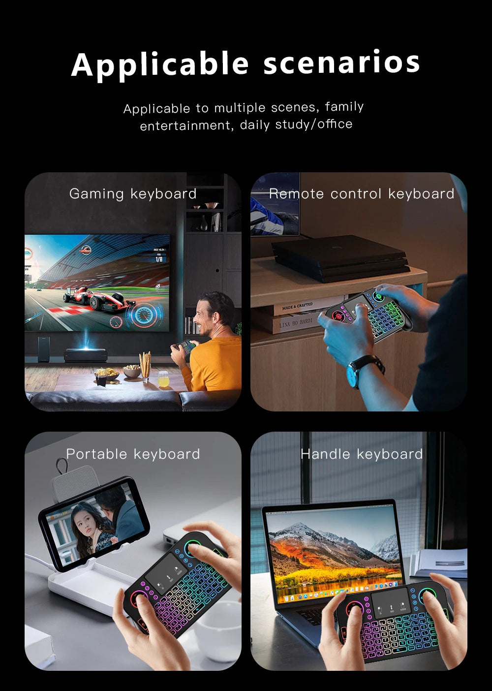 Premium Mini Wireless Keyboard with 7-Color Backlit & Touchpad