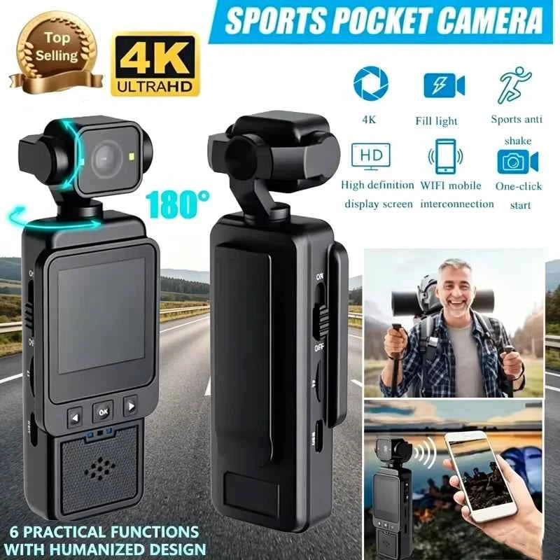 Professional Sports Camera - 4K HD & Rotating Lens
