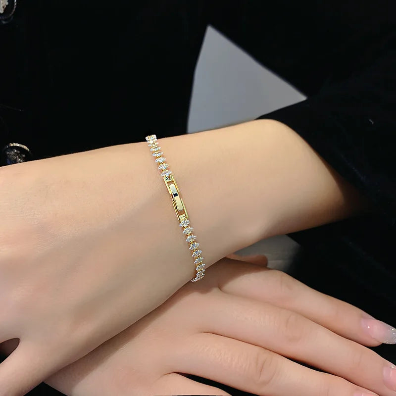 Elegant Oval Zircon Bracelet Bangle - Women's Anniversary Gift