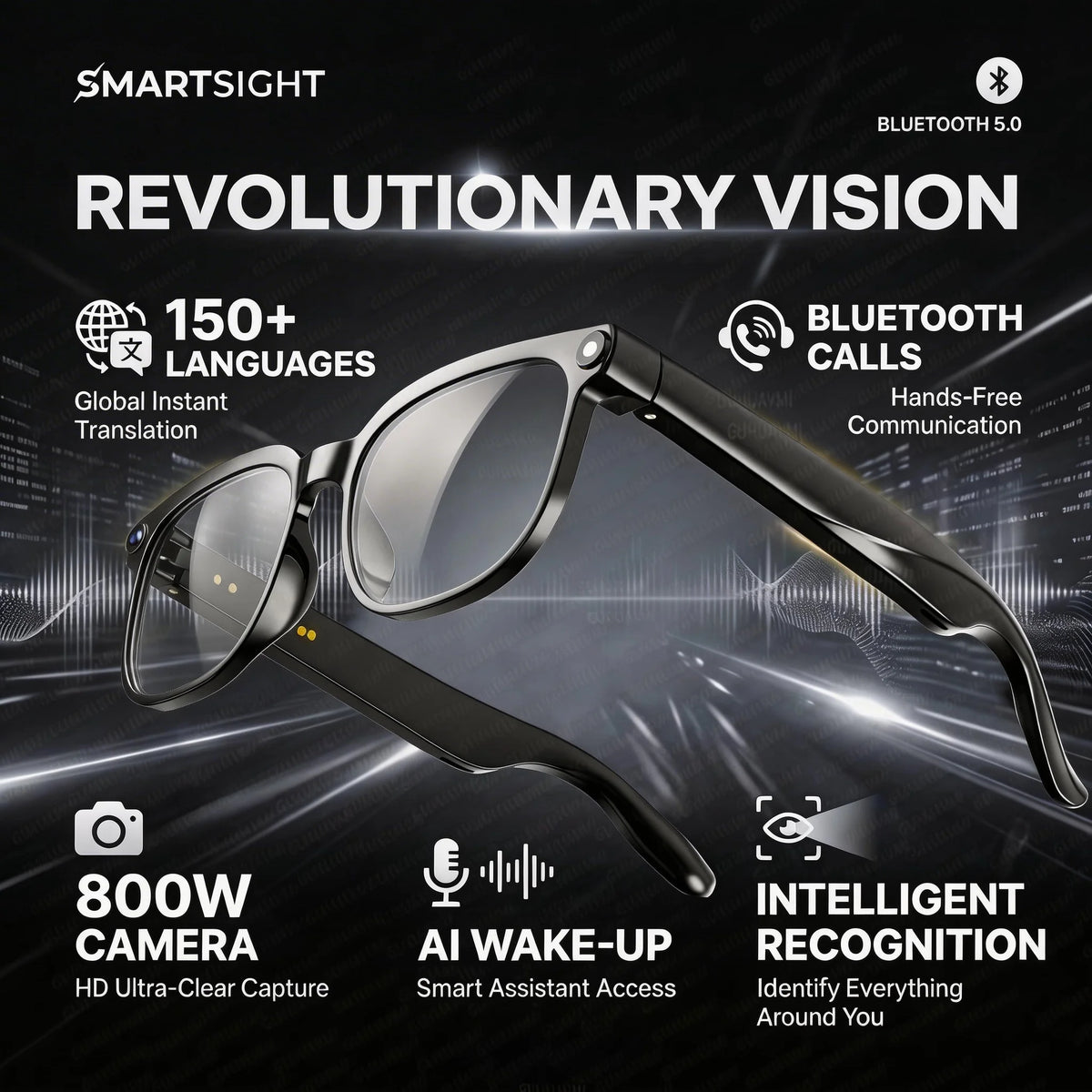 Smart Glasses with 4K Camera & Language Translation