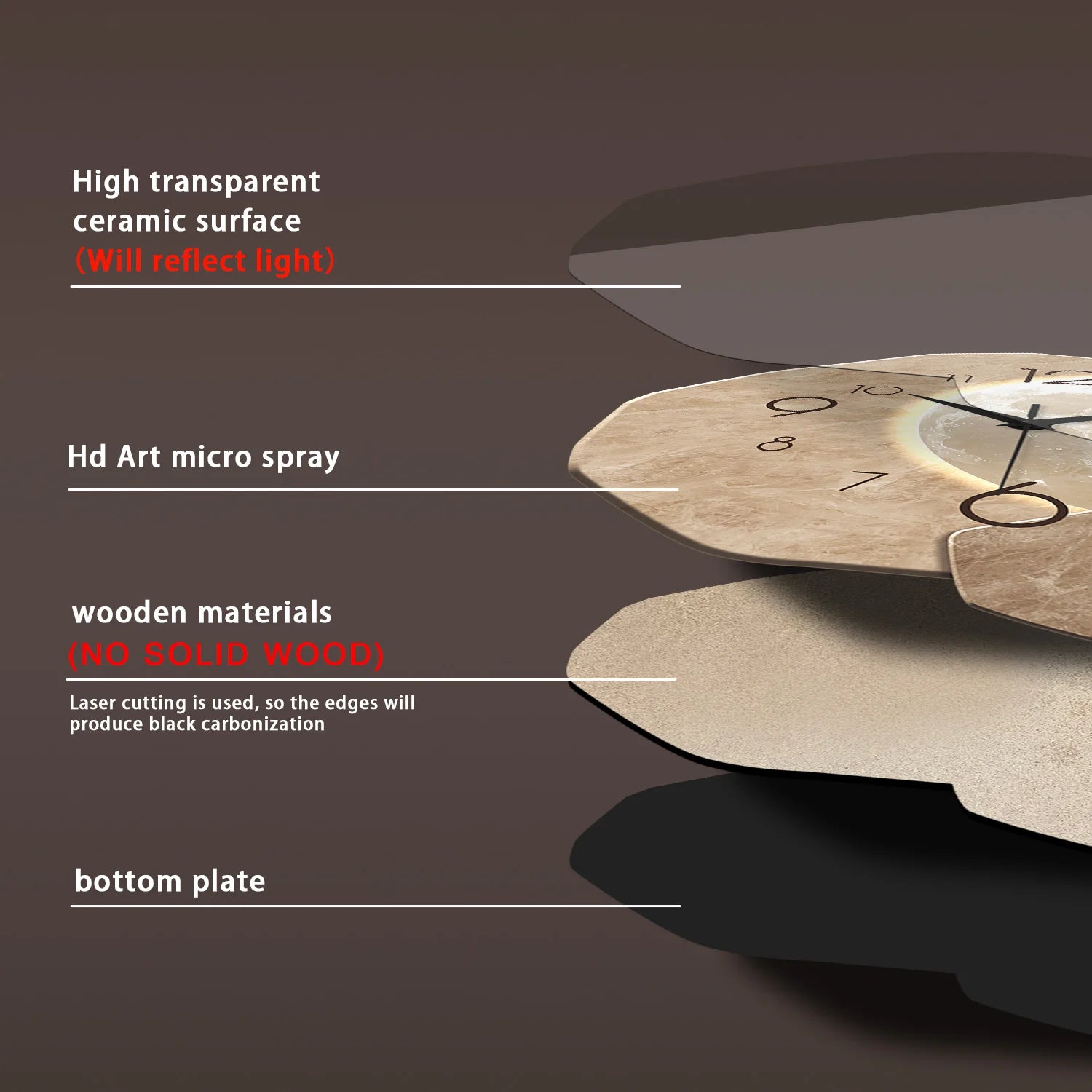 Premium Silent Moon Wall Clock - Modern Wooden Design