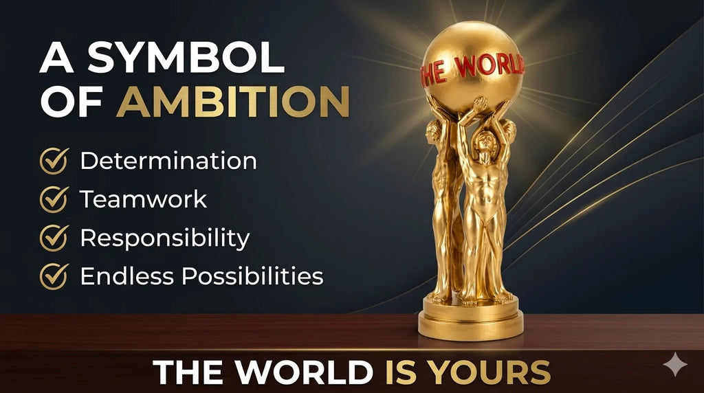 Elegant Gold Atlas Globe Sculpture - World Is Yours Figurine
