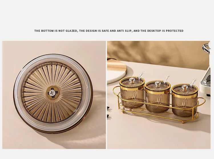 Elegant Metal Luxury Spice Jar Rack - Airtight Storage