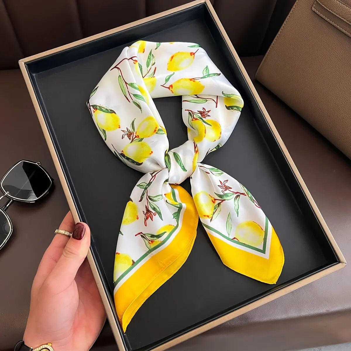 Luxury Silk Scarf - 70x70cm Square Shawl & Headband