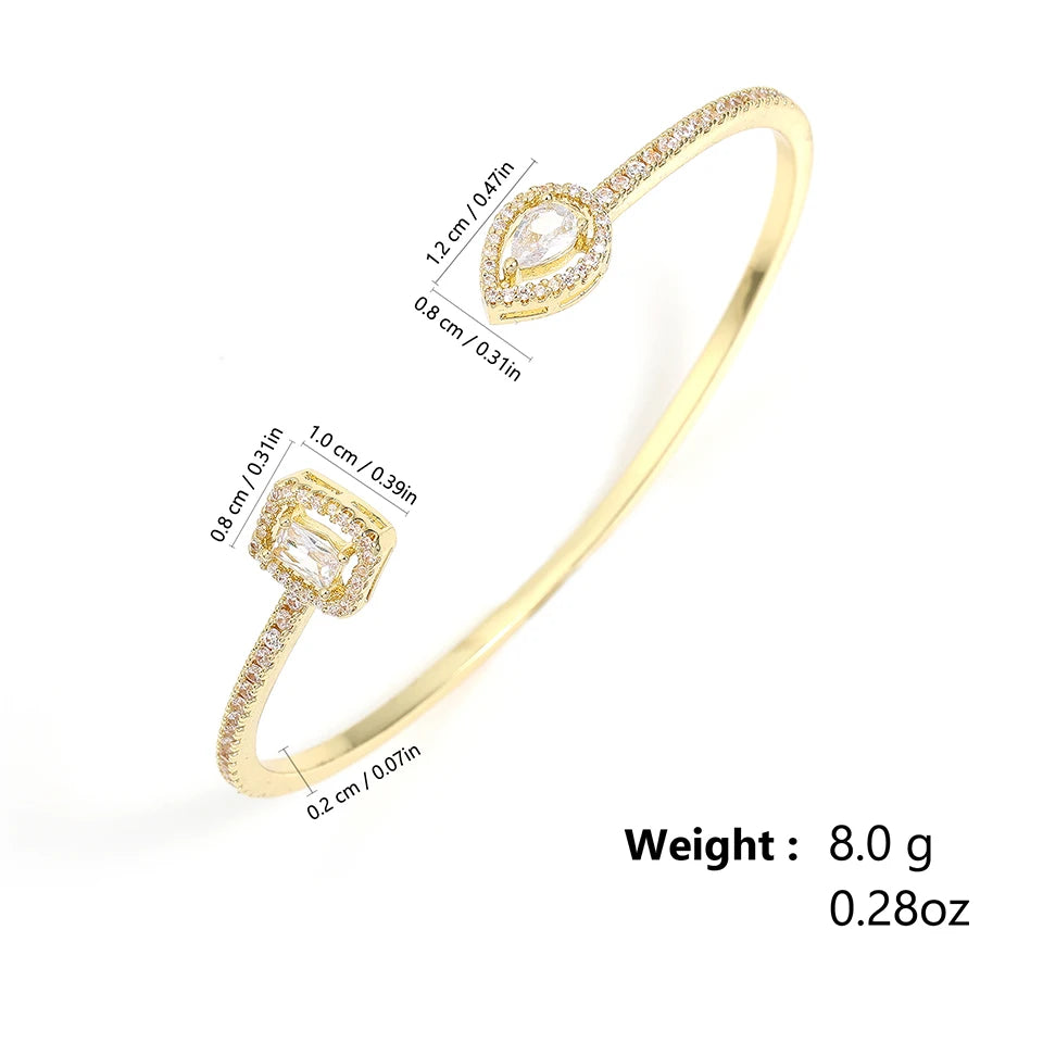 Elegant Gold Cuff Bangle - Cubic Zirconia Bracelets