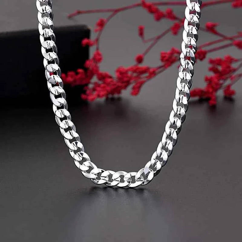 Elegant 925 sterling silver chain necklace for women and men