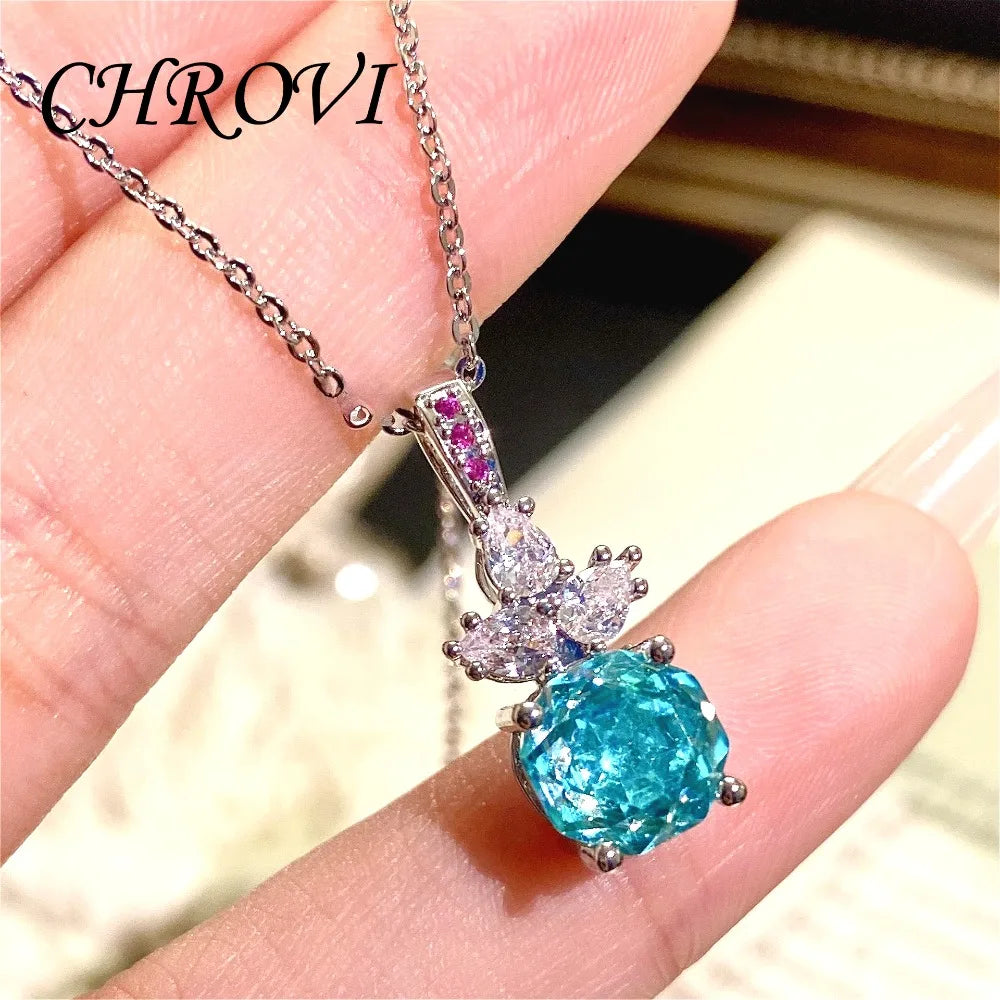 Luxury Silver Rose Jewelry Set - Pendant Necklace & Ring