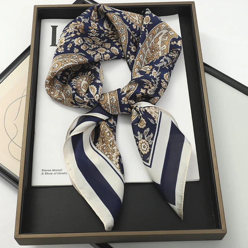 Luxury Silk Square Scarf - Elegant Hair Tie & Neck Band