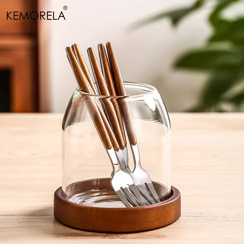 Elegant Kitchen Utensil Storage Jar with Tray