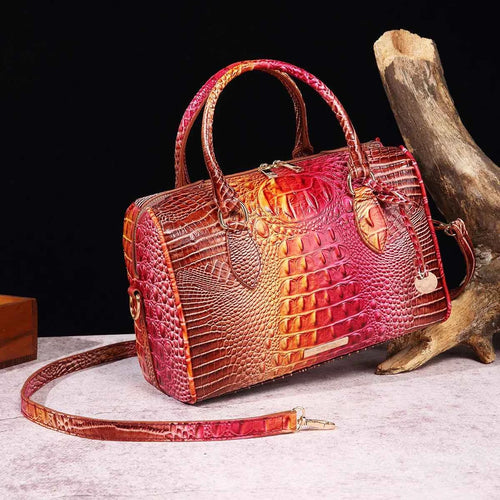 Elegant Crocodile Pattern Boston Bag