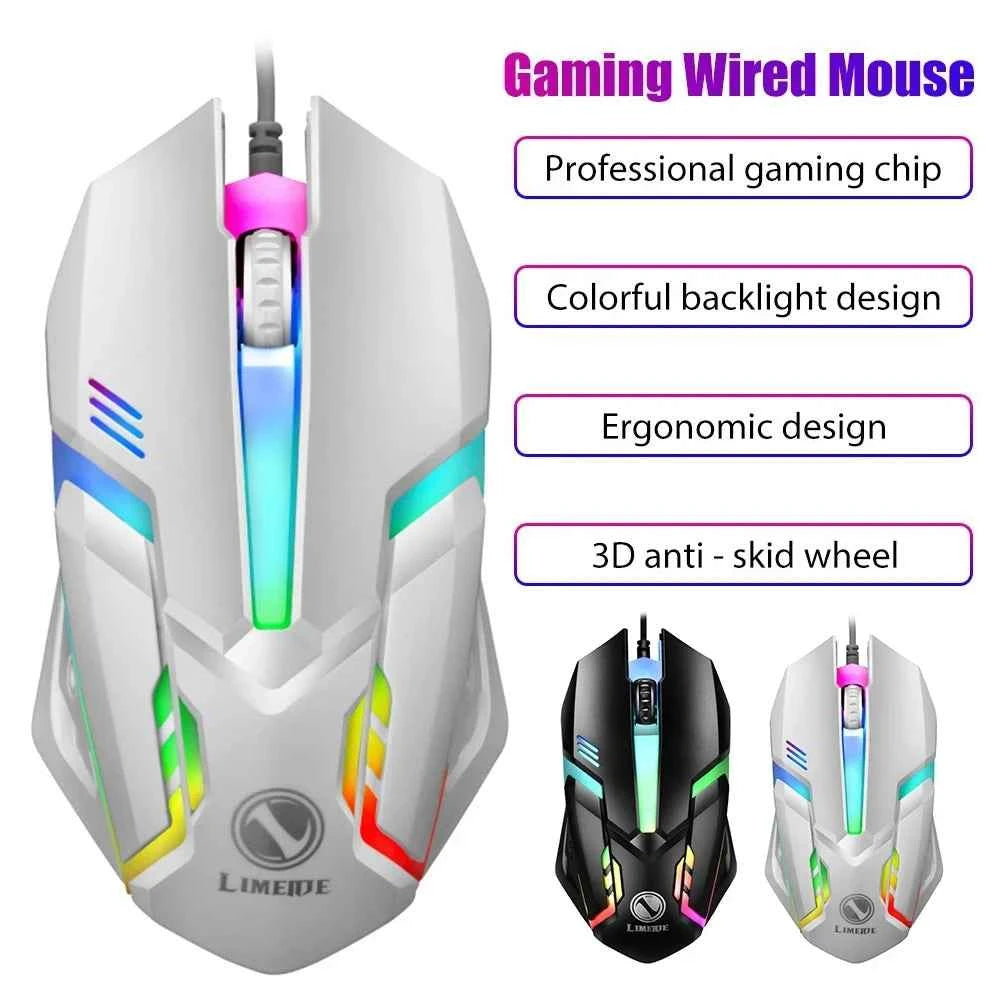 Luminous gaming mouse – black ergonomic wired backlit USB mouse with LED glow on desk