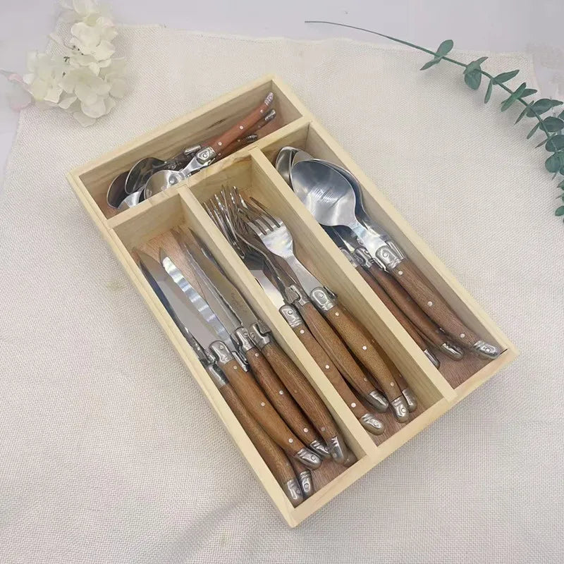 Luxury Laguiole Cutlery Set - Rose Wood Handle Dinnerware