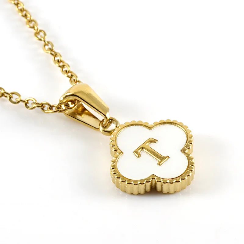 Elegant Initial Letter Necklace - Lucky Shell Gold Pendant