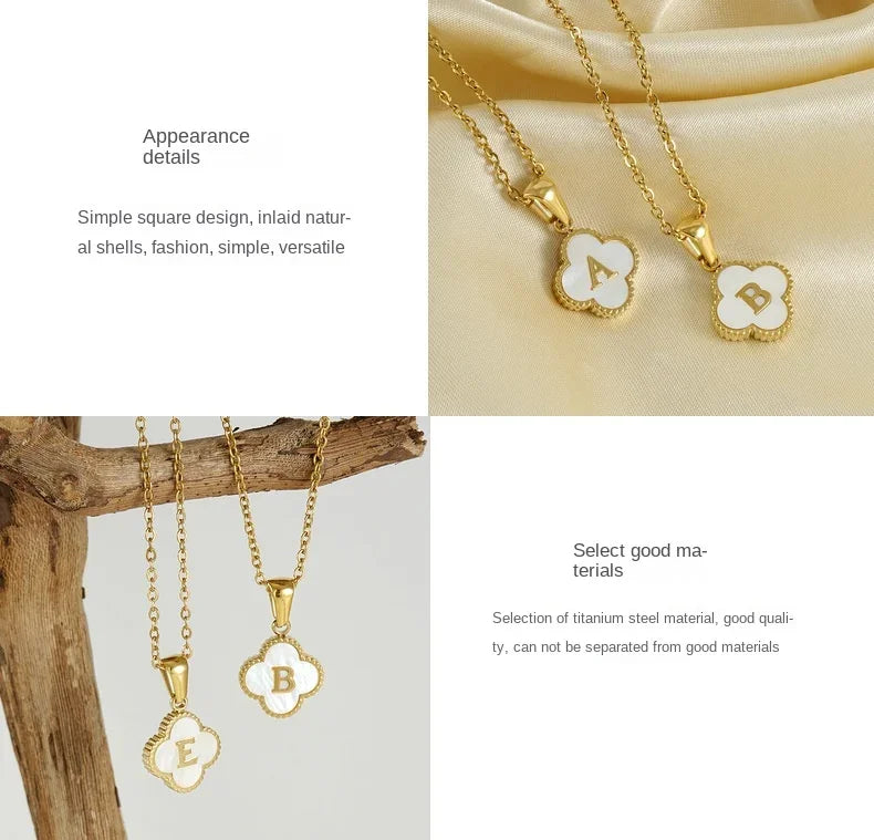 Elegant Initial Letter Necklace - Lucky Shell Gold Pendant