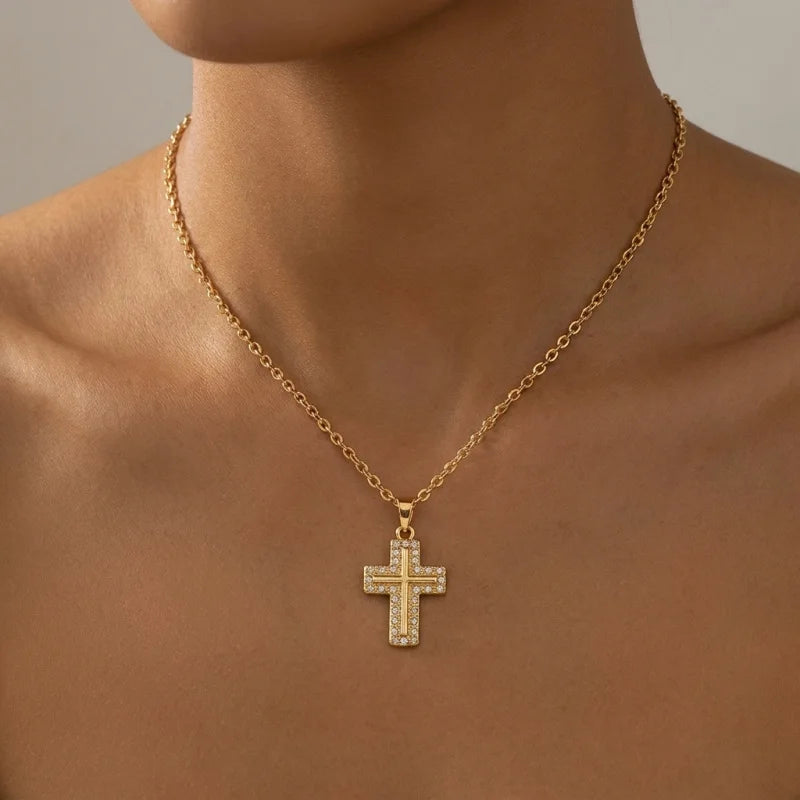 Elegant Cross Necklace - Luxury Collarbone Chain for Women