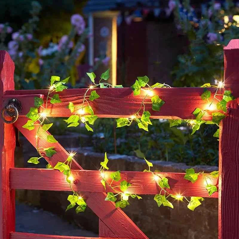 Tulique Premium Artificial Vine Fairy Lights - Green Leaf Garland