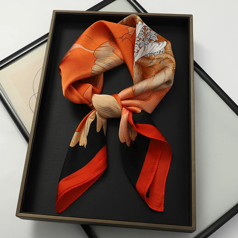 Luxury Silk Square Scarf - Elegant Hair Tie & Neck Band