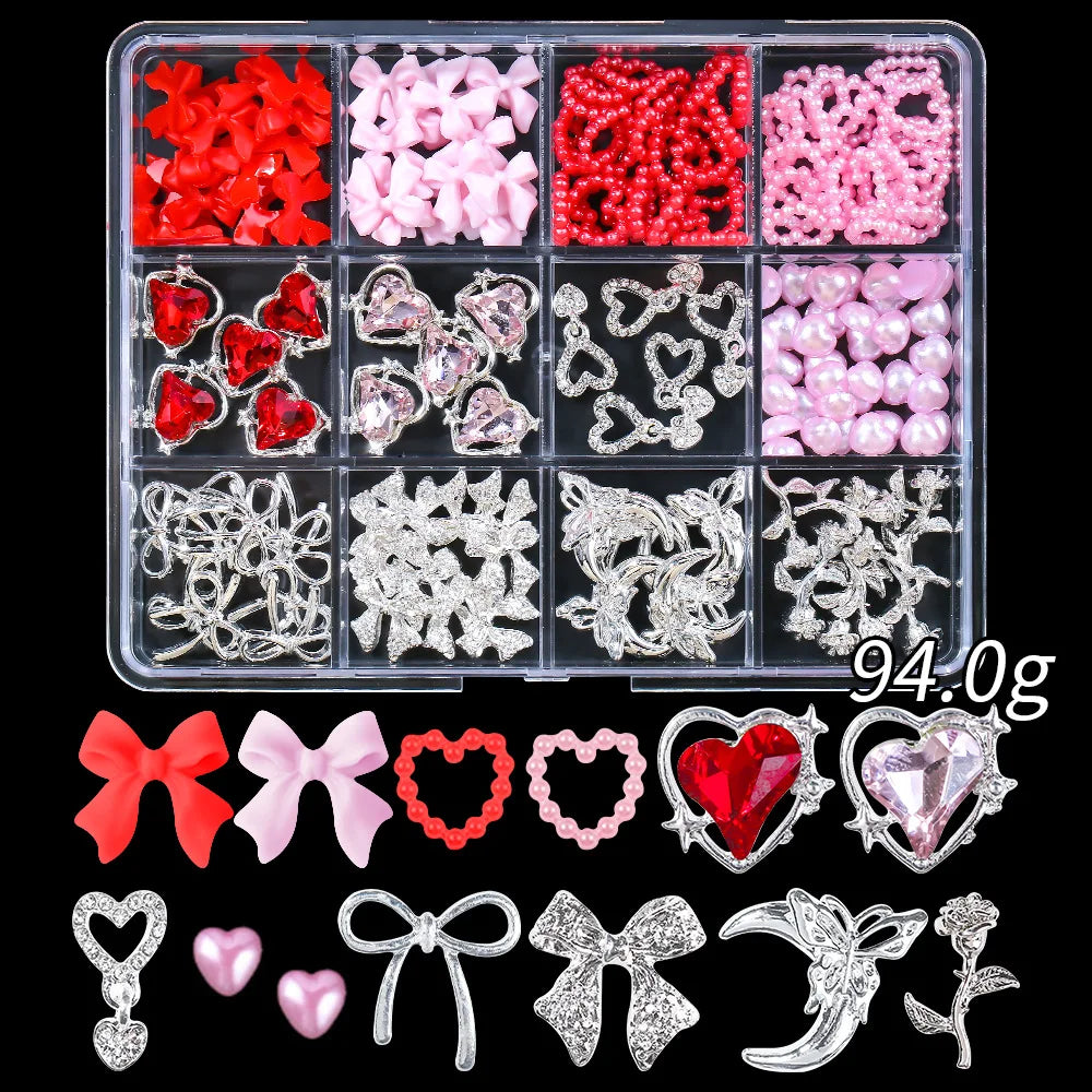 Luxury 3D Gold Bow Nail Metal Charms - 120pcs Shiny Art Supplies