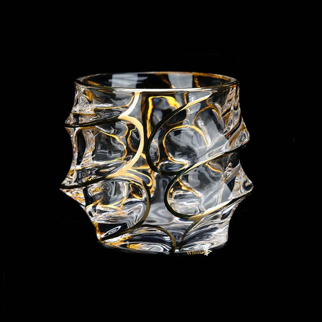 Elegant Gold Line Whiskey Glasses - Crystal Tumblers Set