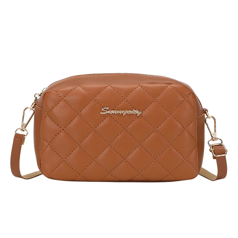 Tassel Embroidery Crossbody Bag - Chic Lingge Plaid Camera Bag with Chain Strap for Women - Tulique