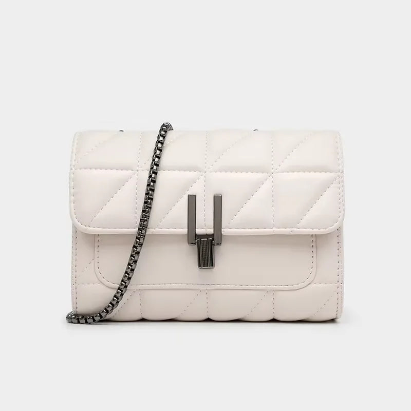Luxury Leather Chain Crossbody Bag - Elegant Designer Handbag